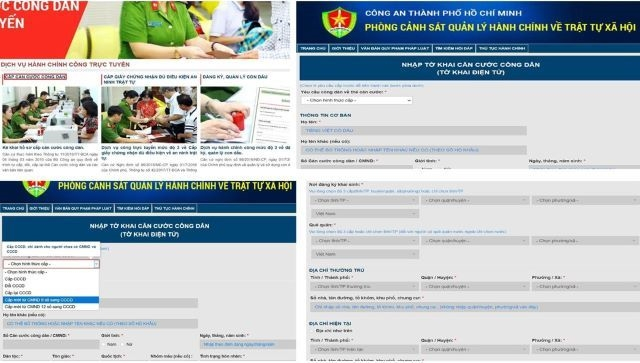 Một số bước hướng dẫn đăng ký làm thẻ Căn cước công dân (CCCD) online trên trang Web của Công an TP Hồ Chí Minh.