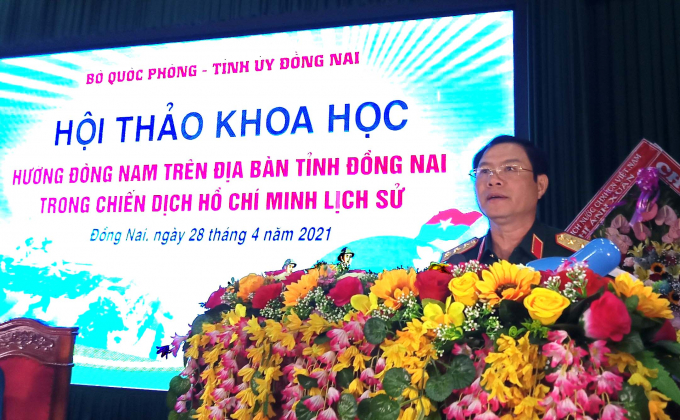 Thượng tướng Nguyễn Tân Cương - Thứ trưởng Bộ Quốc phòng Phát biểu tại Hội thảo