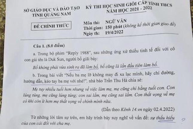 Đề thi học sinh giỏi Văn của Quảng Nam: Vì sao lại ‘phát sốt’?