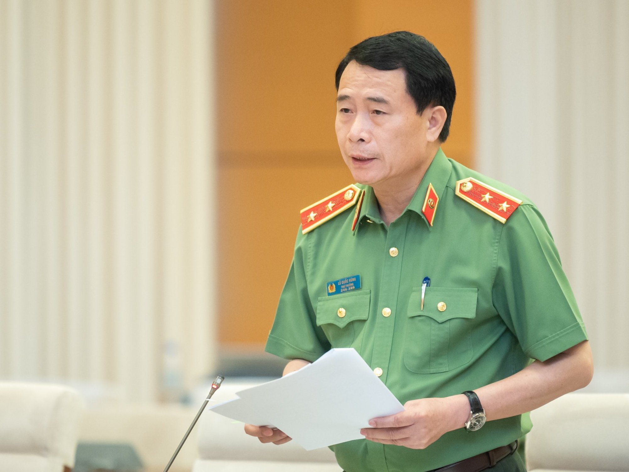 Trung tướng Lê Quốc Hùng -Thứ trưởng Bộ Công an đã báo cáo rõ việc đấu tranh tội phạm đòi nợ thuê