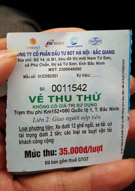 &nbsp;V&eacute; thu thử nghiệm tuyến cao tốc H&agrave; Nội - Bắc Giang