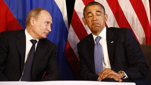 H&igrave;nh ảnh h&agrave;i hước của cặp đ&ocirc;i Obama - Putin.