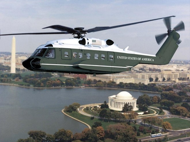 Trực thăng ri&ecirc;ng của Tổng thống Mỹ Obama đ&atilde; được chở tới Việt Nam. (Ảnh: miragec14.blogspot.com).