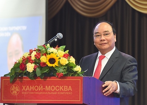 Thủ tướng ph&aacute;t biểu tại Diễn đ&agrave;n doanh nghiệp Việt - Nga (ảnh: VGP)