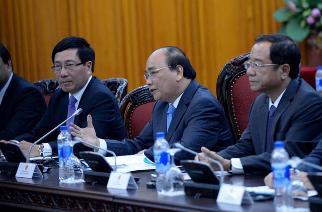 &nbsp;Thủ tướng Nguyễn Xu&acirc;n Ph&uacute;c ph&aacute;t biểu trong cuộc hội kiến. (Ảnh: D&acirc;n tr&iacute;)