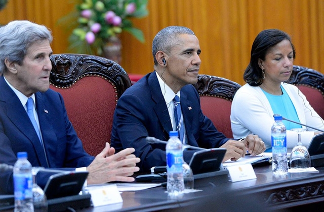 Tổng thống Mỹ Barack Obama đ&atilde; hội kiến với Thủ tướng Nguyễn Xu&acirc;n Ph&uacute;c tại Văn ph&ograve;ng Ch&iacute;nh phủ.(Ảnh: D&acirc;n tr&iacute;)