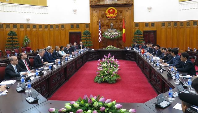 Quang cảnh buổi hội kiến giữa Tổng thống Obama v&agrave; Thủ tướng Nguyễn Xu&acirc;n Ph&uacute;c.