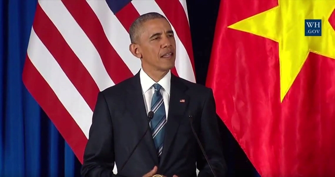 &nbsp;Tổng thống Obama ph&aacute;t biểu tại buổi họp b&aacute;o. (Ảnh: Reuters)