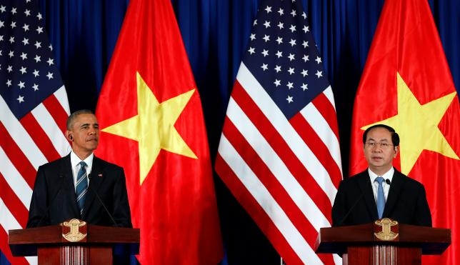 Chủ tịch nước Trần Đại Quang v&agrave; Tổng thống Obama. (Ảnh: Reuters)
