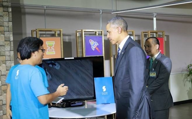 Tổng thống Mỹ Obama đ&atilde; đến Dreamplex để gặp giới doanh nghiệp trẻ.