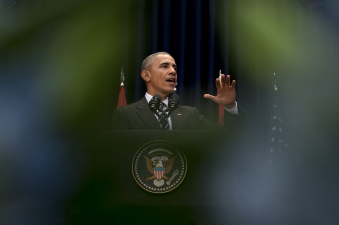 Tổng thống Obama ph&aacute;t biểu tại trung t&acirc;m Hội nghị Quốc gia. (Ảnh: Ap)