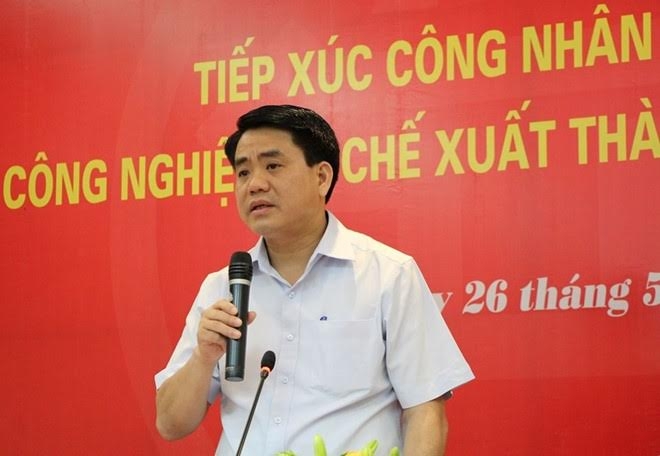 Chủ tịch UBND TP H&agrave; Nội Nguyễn Đức Chung ph&aacute;t biểu tại hội nghị.