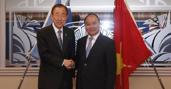 Thủ tướng Nguyễn Xuân Phúc hội kiến với Tổng Thư ký Liên Hợp quốc Ban Ki Moon