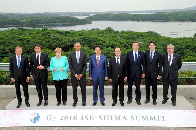 L&atilde;nh đạo c&aacute;c nước G7 chụp ảnh sau khi ra tuy&ecirc;n bố chung của hội nghị. (Ảnh:&nbsp;Reuters)