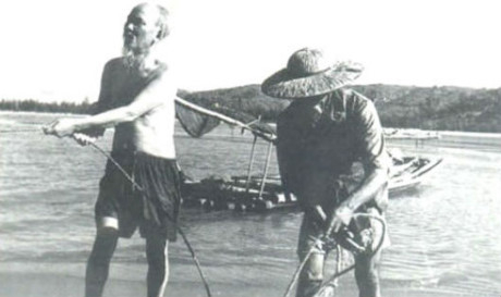 B&aacute;c Hồ k&eacute;o lưới với ngư d&acirc;n Sầm Sơn, Thanh H&oacute;a ng&agrave;y 17/7/1960. Ảnh tư liệu