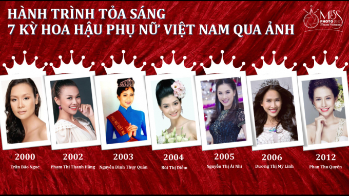 7 người đẹp đ&atilde; đăng quang Hoa hậu PNVN Qua ảnh từ năm 2000 đến 2012.