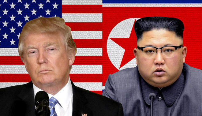 Tổng thống Mỹ Donald Trump (tr&aacute;i) v&agrave; nh&agrave; l&atilde;nh đạo Triều Ti&ecirc;n Kim Jong-un. (Ảnh: CNN)