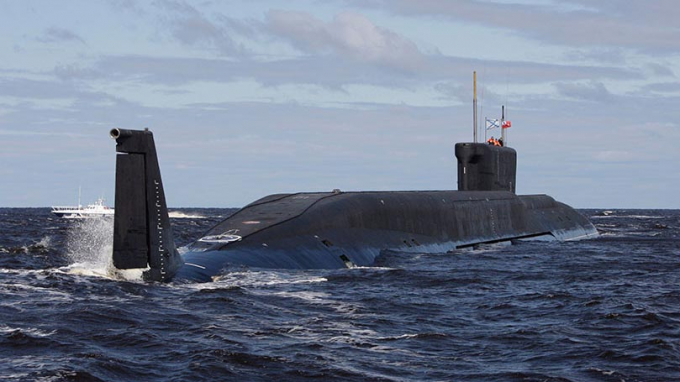 T&agrave;u ngầm hạt nh&acirc;n chiến lược Yuri Dolgoruky của Hải qu&acirc;n Nga. (Ảnh: Reuters)