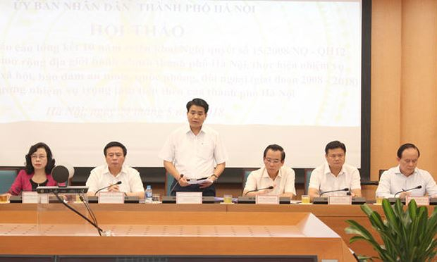 Chủ tịch UBND TP Nguyễn Đức Chung chủ tr&igrave; Hội thảo. Ảnh KTĐT
