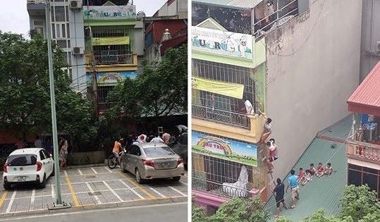 Hà Nội: Trường mầm non bốc cháy giữa trưa, sơ tán trẻ bằng thang tre