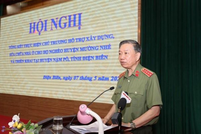 Đại tướng Tô Lâm, Ủy viên Bộ chính trị, Bộ trưởng Bộ Công an phát biểu tại hội nghị.