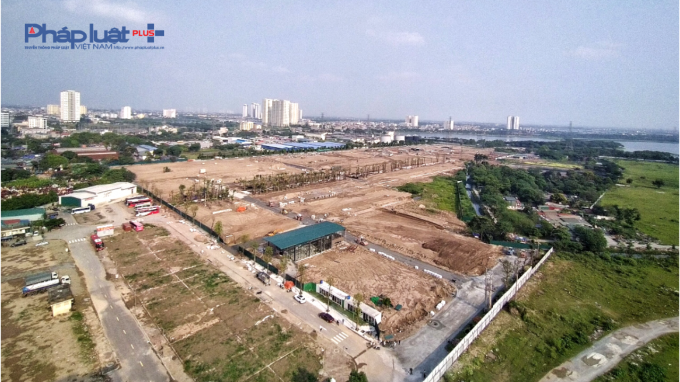 Hiện trạng khu đất thực hiện dự án Louis City Hoàng Mai nhìn từ trên cao (Ảnh ghi nhận vào ngày 18/5/2020).