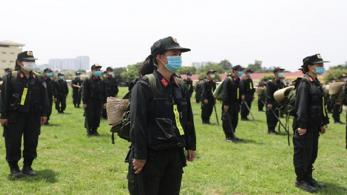 Bộ Tư lệnh Cảnh sát cơ động ra quân hỗ trợ Công an tỉnh Bắc Giang. (Ảnh: CTTĐT Bộ Công an)