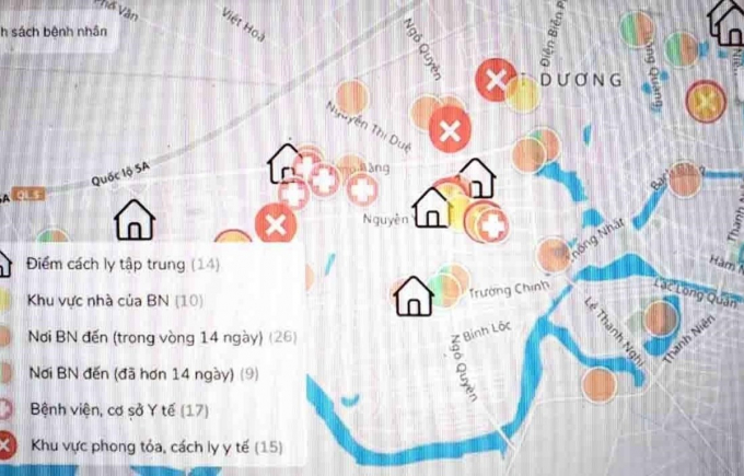 Ảnh minh họa Bản đồ thông tin dịch tễ COVID-19 của tỉnh Vĩnh Phúc. (Ảnh: TTXVN phát)