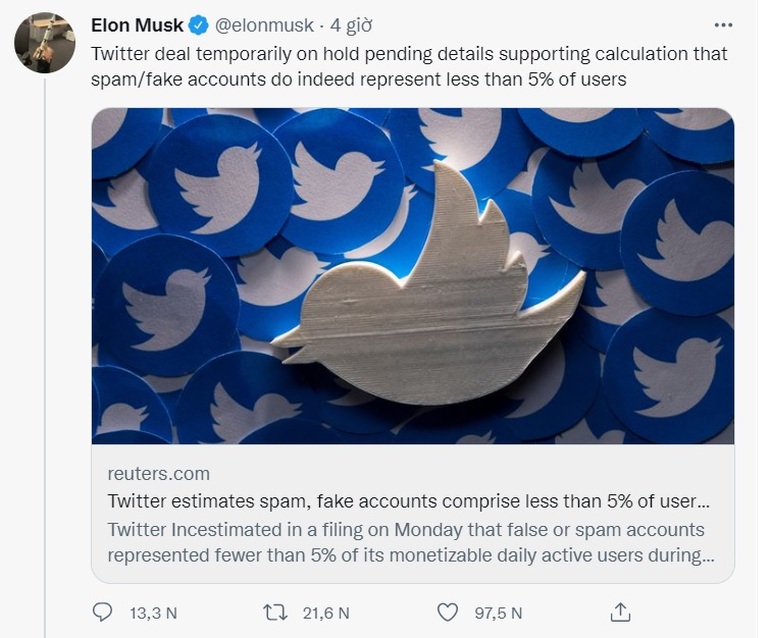 Thông báo của Elon Musk được đưa ra trên Twitter (Ảnh chụp màn hình).