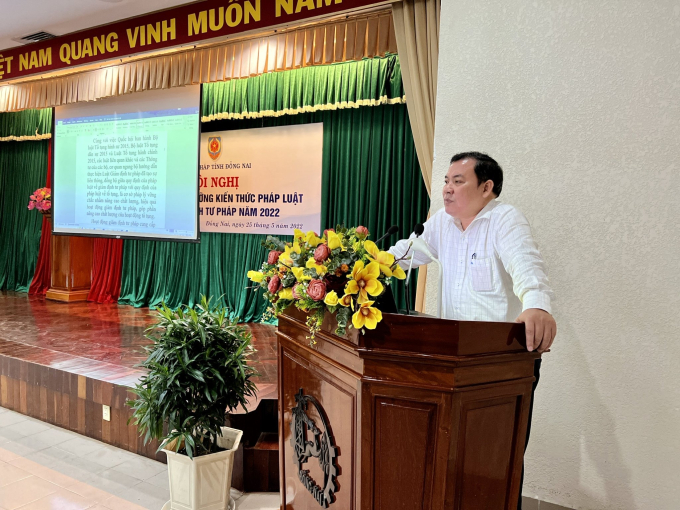 Ông Nguyễn Thanh Bình Cục trưởng Cục Công tác phía Nam - Bộ Tư pháp triển khai nội dung tập huấn