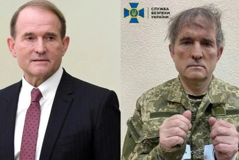 Chính trị gia đối lập của Ukraine Viktor Medvedchuk bị Kiev bắt giữ hôm 12/4 (Ảnh: Reuters).