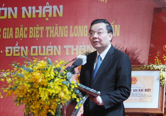 Ông Chu Ngọc Anh - Chủ tịch UBND  thành phố Hà Nội phát biểu.
