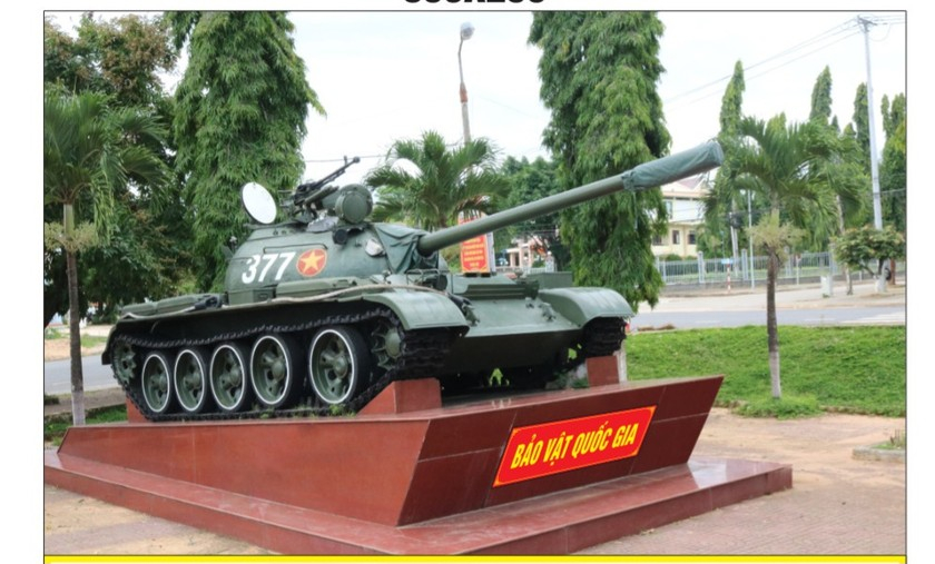 Xe tăng 377 tại Khu di tích Đắk Tô - Tân Cảnh , Kon Tum. (Ảnh Ban Liên lạc cựu chiến binh Lữ đoàn 273).