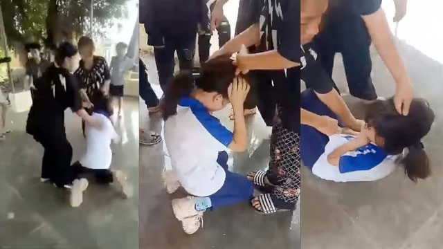 Nữ sinh ở Hà Nội bị các bạn đánh hội đồng, quay video phát lên mạng xã hội.