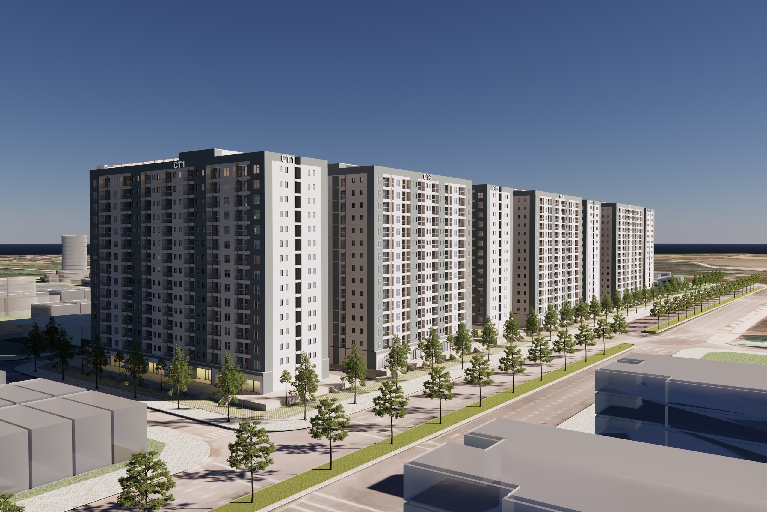 Dự án bao gồm 10 toà nhà chung cư cao 15 tầng với quy mô 2538 căn hộ; quy mô dân số 9.137 người.