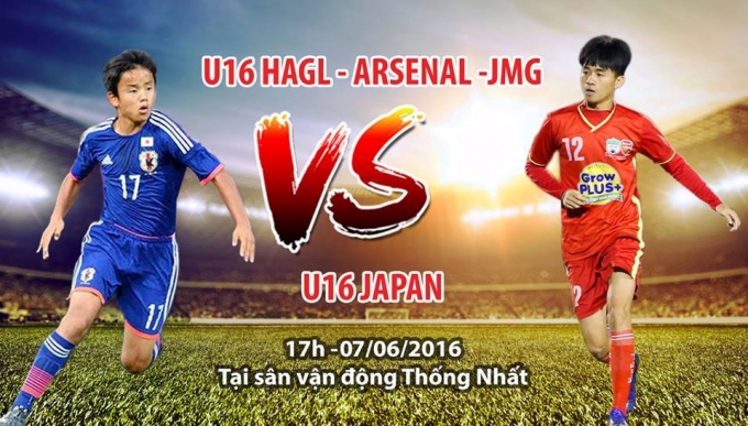 17h00 chiều nay 7/6, U16 HAGL Arsenal JMG sẽ c&oacute; trận giao hữu với U16 Nhật Bản tr&ecirc;n s&acirc;n Thống Nhất