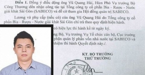 Quyết định bổ nhiệm &ocirc;ng Vũ Quang Hải về Hội đồng quản trị Sabeco.