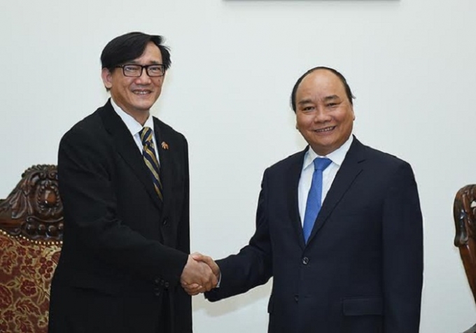 Thủ tướng Nguyễn Xu&acirc;n Ph&uacute;c tiếp Đại sứ Th&aacute;i Lan tại Việt Nam Manopchai Vongphakdi.