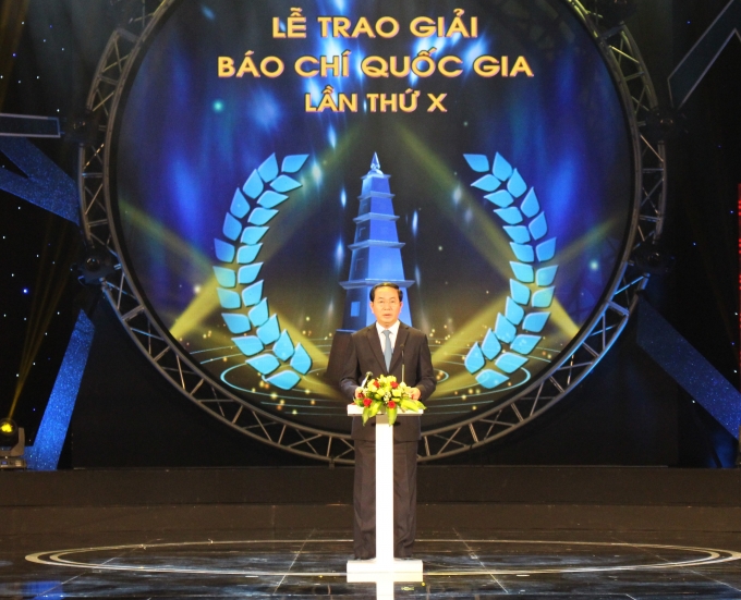Chủ tịch nước Trần Đại Quang ph&aacute;t biểu tại buổi lễ.