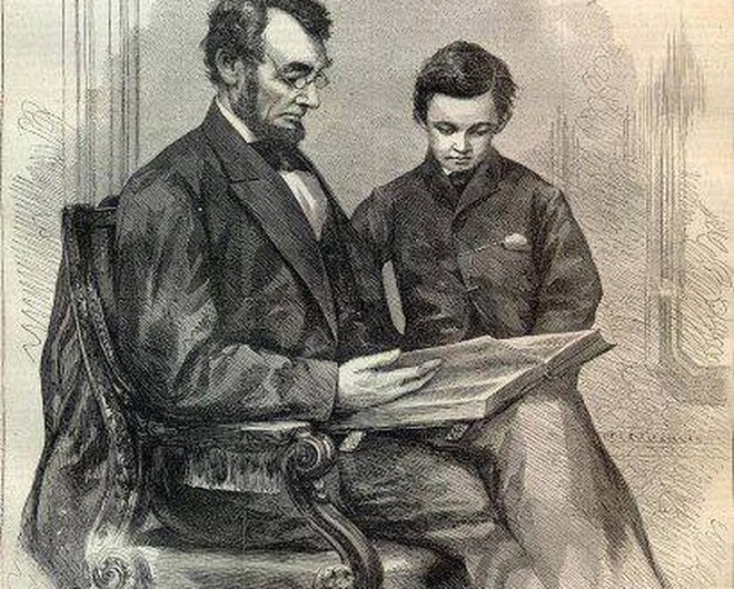 Tổng thống Abraham Lincoln v&agrave; con trai. (Ảnh:&nbsp;CafeF)