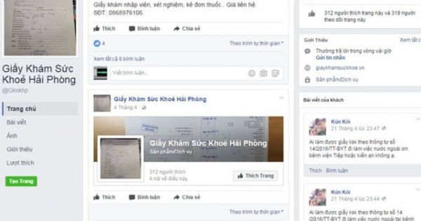 Hải Phòng: Bắt đối tượng lập tài khoản facebook để bán giấy khám sức khỏe giả