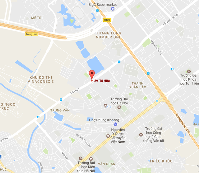 Chung cư MHD Trung Văn tọa lạc ngay mặt đường Tố Hữu. (Ảnh Google map)
