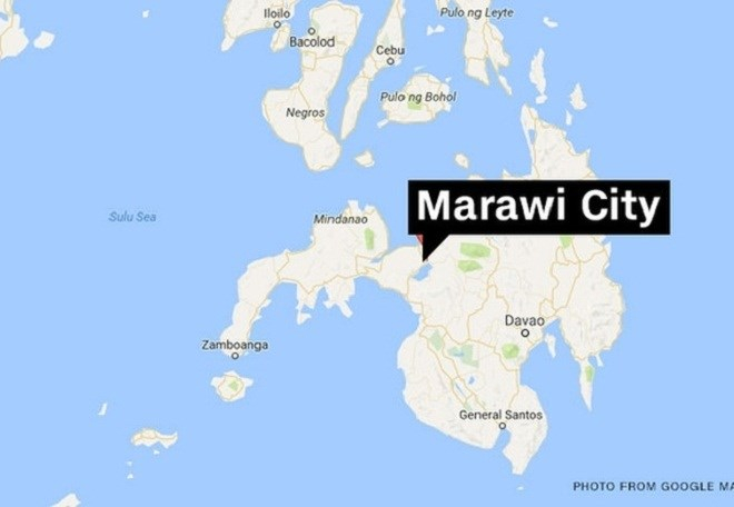 Vị tr&iacute; th&agrave;nh phố Marawi tr&ecirc;n đảo Mindanao.