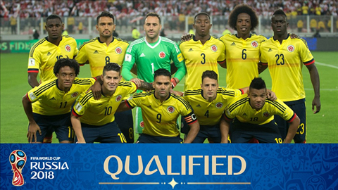 Đội h&igrave;nh ĐT Colombia tham dự World Cup 2018.