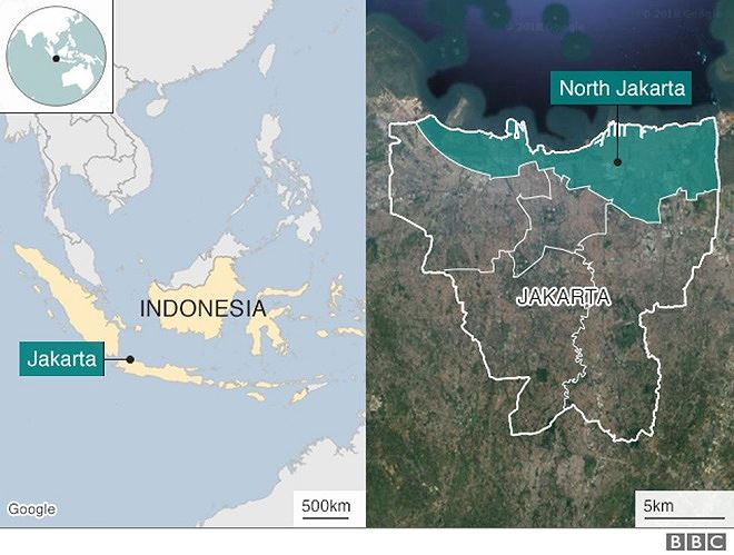 Khu vực Bắc Jakarta đã thấp hơn mực nước biển.