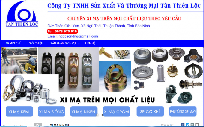 Trang web Công ty TNHH sản xuất và thương mại Tân Thiên Lộc.