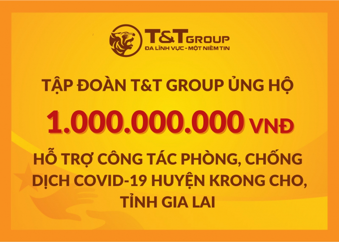 Tập đoàn T&amp;amp;T Group ủng hộ huyện Krông Cho 1 tỷ đồng để hỗ trợ phòng chống dịch Covid-19