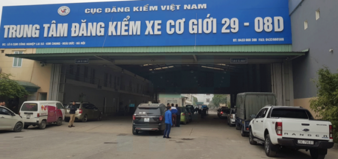 Trung tâm đăng kiểm xe cơ giới 2908D có địa chỉ tại Lô 6, Cụm công nghiệp Lai Xá, (Kim Chung, Hoài Đức, Hà Nội)