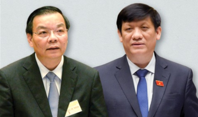 Ông Chu Ngọc Anh, Chủ tịch UBND TP Hà Nội và ông Nguyễn Thanh Long, Bộ Trưởng Bộ Y tế.
