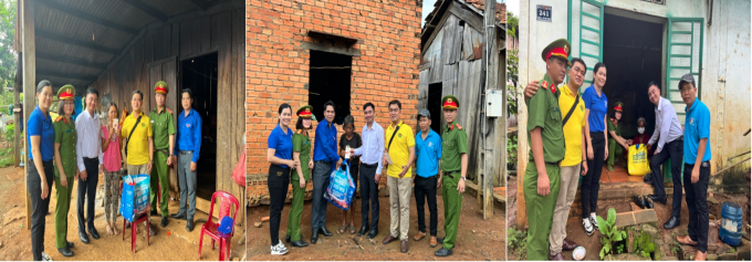 Vượt đường xa, đoàn thiện nguyện đến thăm 3 hộ đồng bào dân tộc thiểu số neo đơn, lớn tuổi: Thị Trư, Thị Gia Rớt, Thị Vung (từ trái qua phải).
